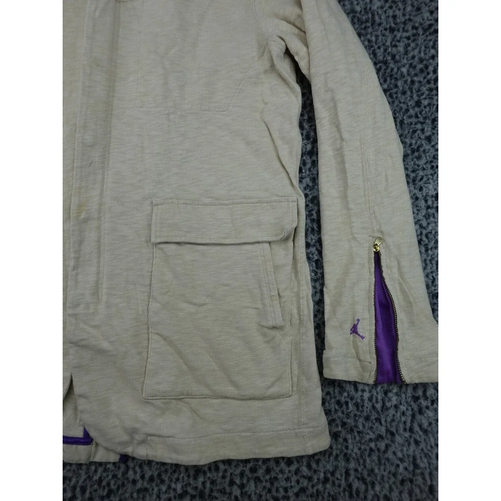 Jordan Hooded Blazer Jacket Mens Medium Cream Purple Zip Cuff Sample